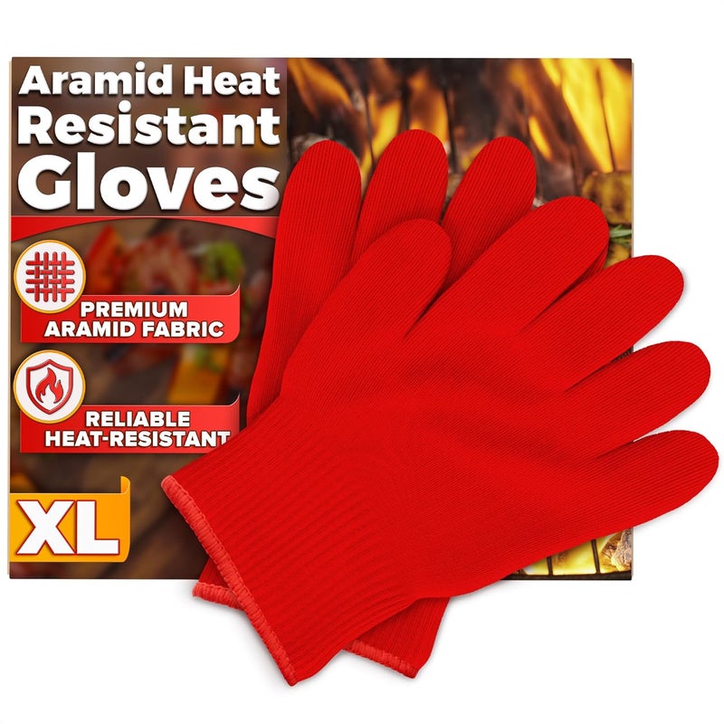 V TOWER Heat Resistant Gloves for Cooking & Grilling – Aramid Oven Gloves with Fingers, Lightweight BBQ Gloves with Cotton Lining, Non-Slip, 9.45"x3.94" Kitchen Mitts for Baking & Frying, Great Gift for Chefs - Image 1